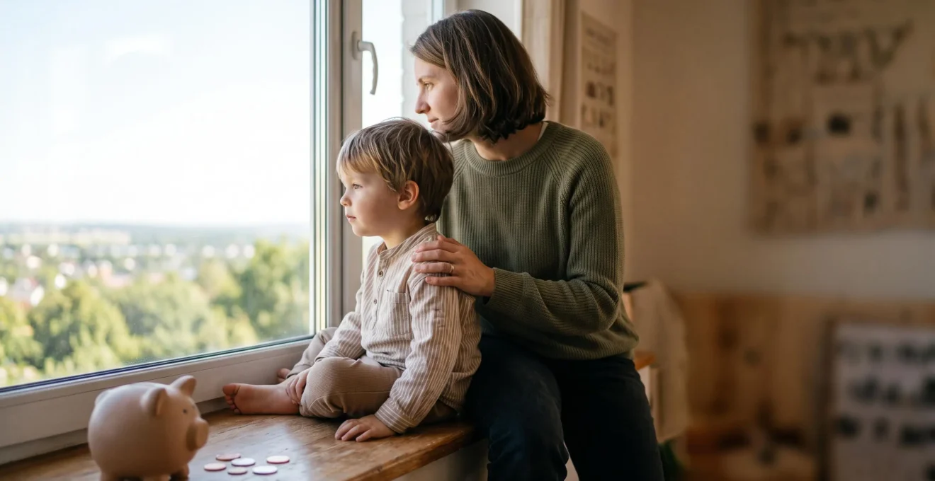 Parent et enfant regardant vers l'horizon, symbolisant la préparation financière de l'avenir scolaire