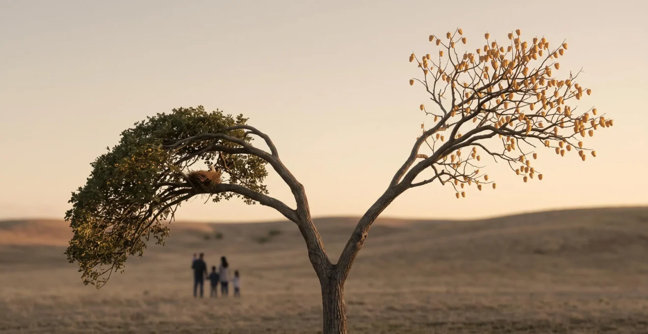 Illustration symbolique d'un arbre aux deux branches representant l'epargne retraite et la protection de la famille en cas de deces