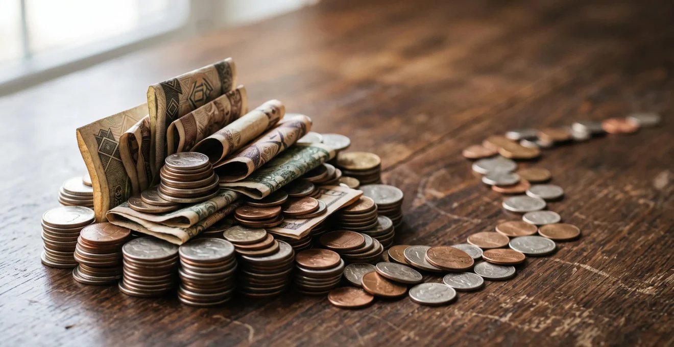 Vue symbolique d'un relevé de compte transformé en paysage financier révélant des fuites d'argent invisibles